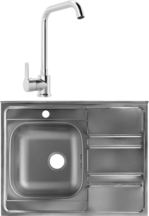 Комплект Мойка кухонная Ukinox Иннова IND800.600 -GT6C 0L- + Смеситель MEGA Ege MG-PL10 хром