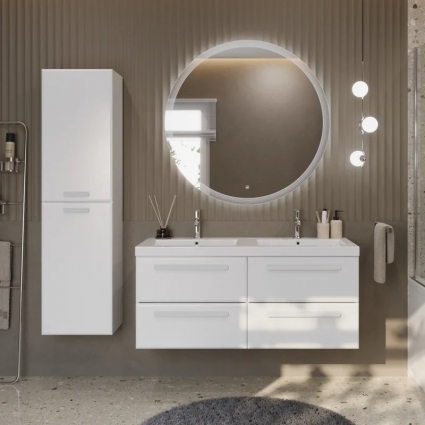 Мебель для ванной комнаты Cezares Eco 120 4 ящика, ручки сатин, bianco lucido