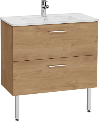 Тумба с раковиной VitrA Mia 80 с 2 ящиками, золотой дуб