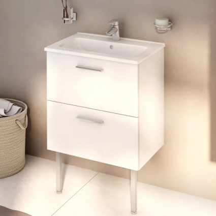 Тумба с раковиной VitrA Mia 60 с 2 ящиками, белый глянец