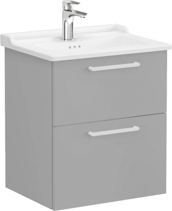Тумба с раковиной VitrA Root Flat 60 с 2 ящиками, матовый серый камень