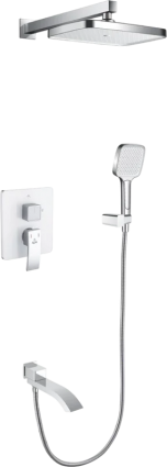 Душевой комплект Rose R1535F С ВНУТРЕННЕЙ ЧАСТЬЮ, белый, хром