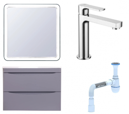 Комплект: Мебель для ванной Style Line Бергамо Мини 70 Люкс Plus + Смеситель Lemark plus Grace LM1537C + Сифон АниПласт