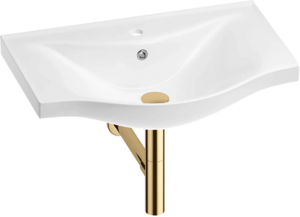 Раковина Wellsee Bisou 201001663 65, с сифоном, золото