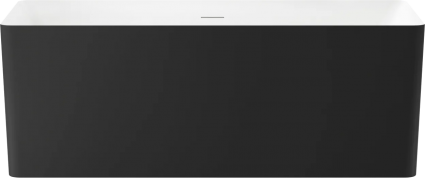 Акриловая ванна Wellsee Pure BY Wellsee 165x75 см, отдельностоящая, матовая черная, матовая белая, на ножках, со сливом-переливом, с донным клапаном, фурнитура черная
