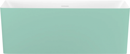 Акриловая ванна Wellsee Pure BY Wellsee 165x75 см, отдельностоящая, матовая светло-зеленая, глянцевая белая, на ножках, со сливом-переливом, с донным клапаном, фурнитура белая