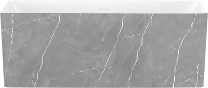 Акриловая ванна Wellsee Pure BY Wellsee 165x75 см, отдельностоящая, матовый серый мрамор, глянцевая белая, на ножках, со сливом-переливом, с донным клапаном, фурнитура белая