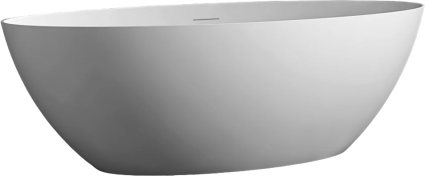 Акриловая ванна Abber AB9374-1.8 180x85 см, отдельностоящая, белая матовая, овальная, с каркасом, со сливом-переливом