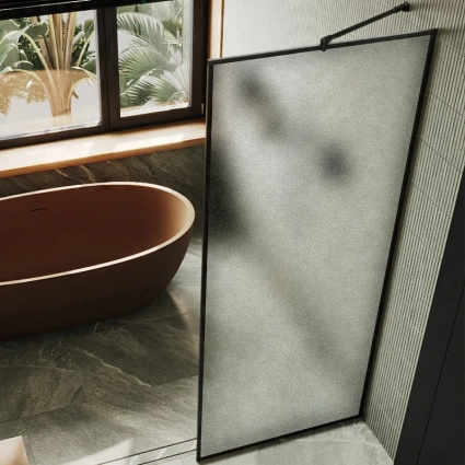 Душевая перегородка Maybahglass MGD-821-6 69 см, профиль черный, стекло сатин