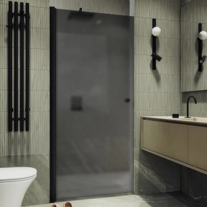 Душевая дверь в нишу Maybahglass MGD-807-6 80 см, профиль черный, стекло графит матовое