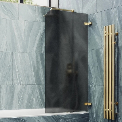 Шторка на ванну Maybahglass MGV-653-3 70 см, профиль золото, стекло графит матовое
