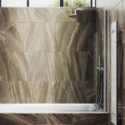 Шторка на ванну Maybahglass MGV-596-5 40x140, профиль матовый хром, стекло прозрачное