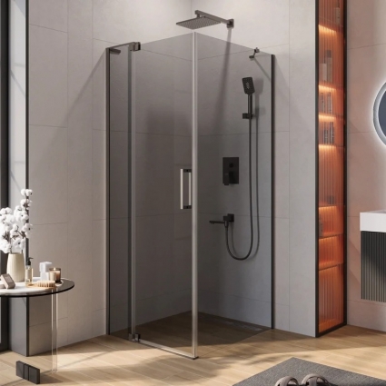 Душевой уголок Cezares Slider AH 1 80-80/90 GRIGIO GM профиль оружейная сталь, стекло серое