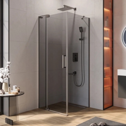 Душевой уголок Cezares Slider AH 1 80-70/80 GRIGIO GM профиль оружейная сталь, стекло серое