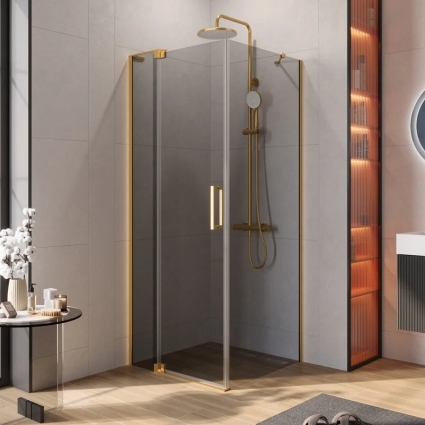 Душевой уголок Cezares Slider AH 1 80-70/80 GRIGIO BORO профиль брашированное золото, стекло серое