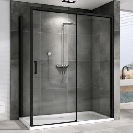 Душевой уголок Abber Komfort AG93170B-S92B 170x90, профиль черный, стекло прозрачное