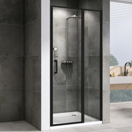 Душевая дверь в нишу Abber Sonnenstrand AG04100BS 100 см, профиль черный, стекло прозрачное