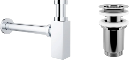 Сифон для раковины Wellsee Drainage System 182109004 с выпуском с переливом, хром
