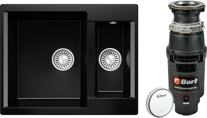 Комплект Мойка Polygran Brig 620 космос + Измельчитель Bort Master Eco Control