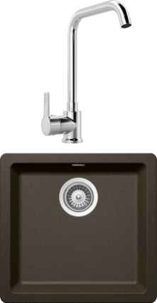 Комплект Мойка Schock Soho 700404U 50 (N-100S) Cristadur бронза + Смеситель MEGA Ege MG-PL10 хром