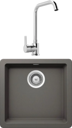 Комплект Мойка Schock Soho 50 (N-100S) Cristadur серебристый камень + Смеситель MEGA Ege MG-PL10 хром