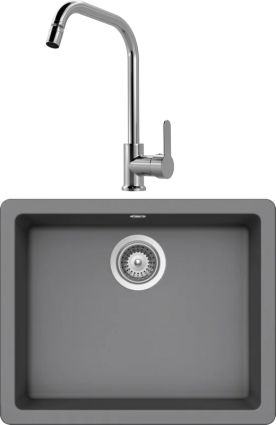 Комплект Мойка Schock Quadro 701049U 60 (N-100) Cristalite баварский камень + Смеситель MEGA City MG- ZRV104 хром