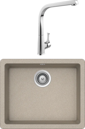 Комплект Мойка Schock Quadro 700522U 60 (N-100) Cristalite саббиа + Смеситель MEGA Mega