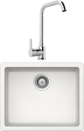 Комплект Мойка Schock Quadro 700520U 60 Cristalite альпина + Смеситель MEGA Ege MG-PL10 хром
