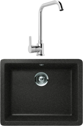 Комплект Мойка Schock Quadro 60 Cristalite оникс + Смеситель MEGA Ege MG-PL10 хром