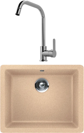 Комплект Мойка Schock Quadro 60 Cristalite лунный камень + Смеситель MEGA City MG- ZRV104 хром