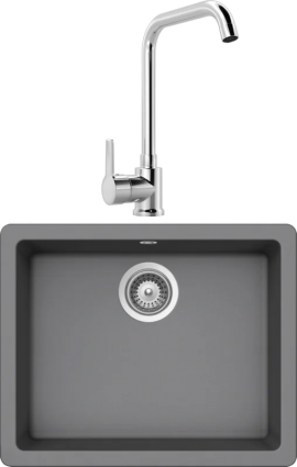 Комплект Мойка Schock Quadro 60 Cristalite баварский камень + Смеситель MEGA Ege MG-PL10 хром