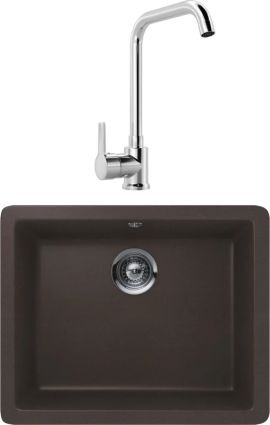 Комплект Мойка Schock Quadro 60 (N-100) Cristalite мокка + Смеситель MEGA Ege MG-PL10 хром