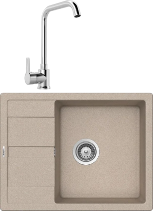Комплект Мойка Schock Optima 50D Cristalite саббиа + Смеситель MEGA Ege MG-PL10 хром