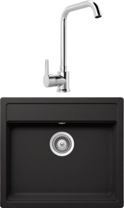 Комплект Мойка Schock Nemo 60 (N-100) Cristalite неро + Смеситель MEGA Ege MG-PL10 хром