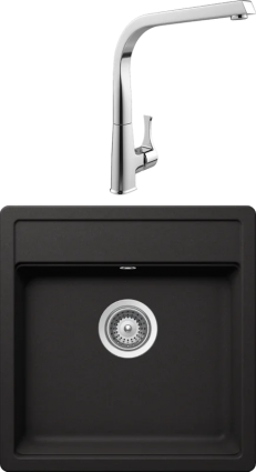 Комплект Мойка Schock Nemo 50 (N-100S) Cristalite неро + Смеситель MEGA Mega