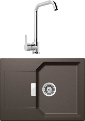Комплект Мойка Schock Manhattan 45D Cristalite инка + Смеситель MEGA Ege MG-PL10 хром