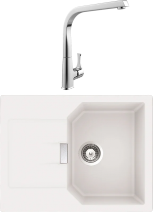 Комплект Мойка Schock Manhattan 45D Cristalite альпина + Смеситель MEGA Mega