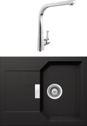 Комплект Мойка Schock Manhattan 40D Cristalite неро + Смеситель MEGA Mega