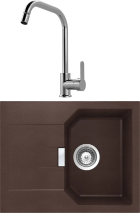 Комплект Мойка Schock Manhattan 40D Cristalite мокка + Смеситель MEGA City MG- ZRV104 хром