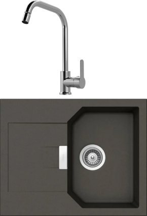 Комплект Мойка Schock Manhattan 40D Cristalite баварский камень + Смеситель MEGA City MG- ZRV104 хром