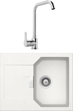 Комплект Мойка Schock Manhattan 40D Cristalite альпина + Смеситель MEGA Ege MG-PL10 хром
