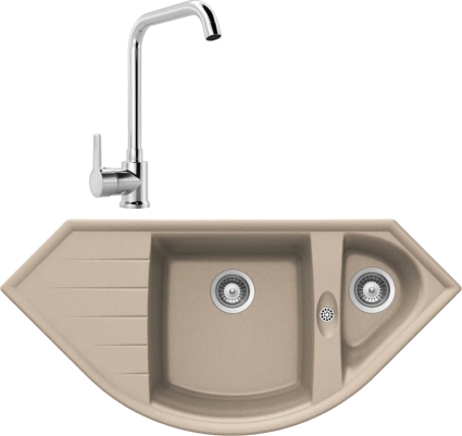 Комплект Мойка Schock Genius 90C (C-150) Cristalite саббиа + Смеситель MEGA Ege MG-PL10 хром