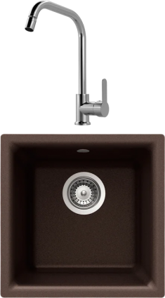 Комплект Мойка Schock Euro 40 (N-100) Cristalite мокка + Смеситель MEGA City MG- ZRV104 хром