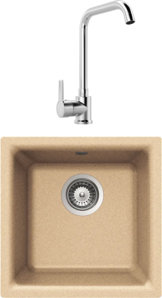 Комплект Мойка Schock Euro 40 (N-100) Cristalite лунный камень + Смеситель MEGA Ege MG-PL10 хром