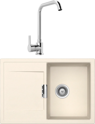 Комплект Мойка Schock Eton 45D Cristadur магнолия + Смеситель MEGA Ege MG-PL10 хром