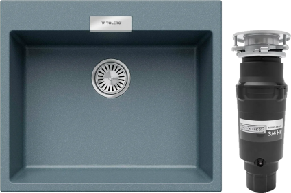 Комплект Мойка Tolero Loft TL-580 грей + Измельчитель Bone Crusher BC 910-SL-Slim Line