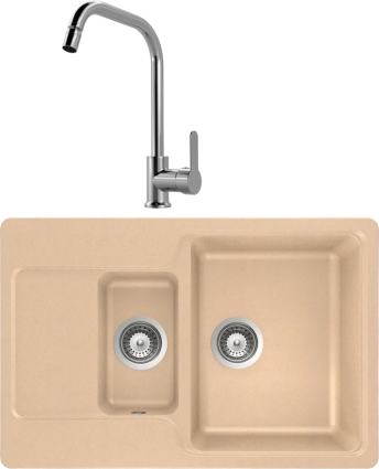 Комплект Мойка Schock Cambridge 60D Cristalite лунный камень + Смеситель MEGA City MG- ZRV104 хром