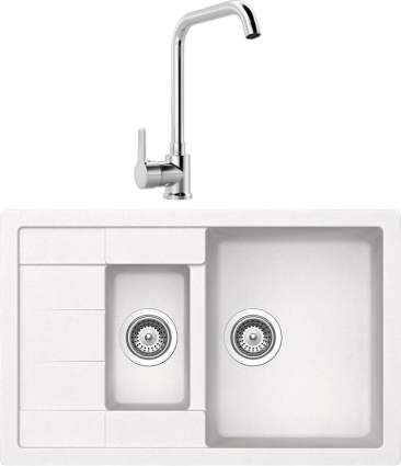 Комплект Мойка Schock Aster 60D Cristalite альпина + Смеситель MEGA Ege MG-PL10 хром