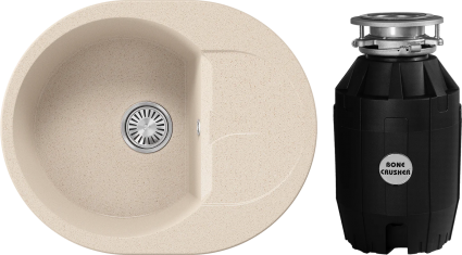 Комплект Мойка Polygran Atol 854819 кремовая + Измельчитель Bone Crusher BC 810-AS