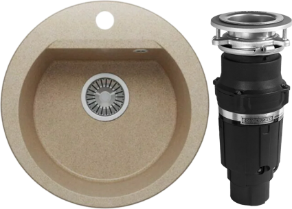 Комплект Мойка Polygran Atol 678927 песочная + Измельчитель Bone Crusher BC 610-AS